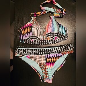 Liz Claiborne Colorful Geometric Bikini Set Size 8